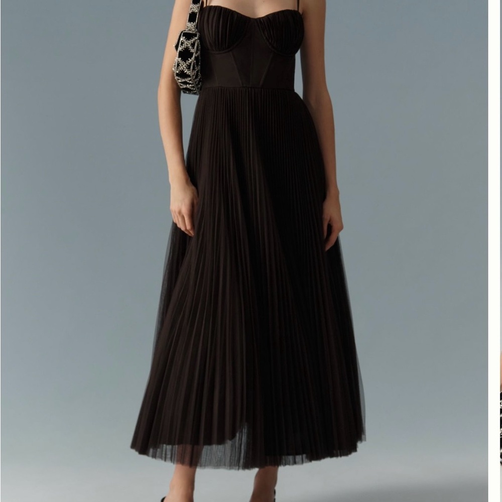 Chocolate Hutch Amara corset Pleated Tulle Fit &flare